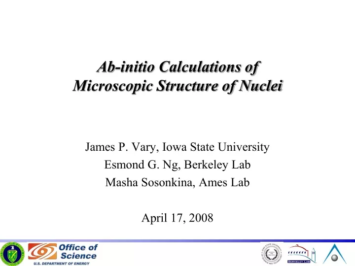 ab initio calculations of microscopic structure of nuclei