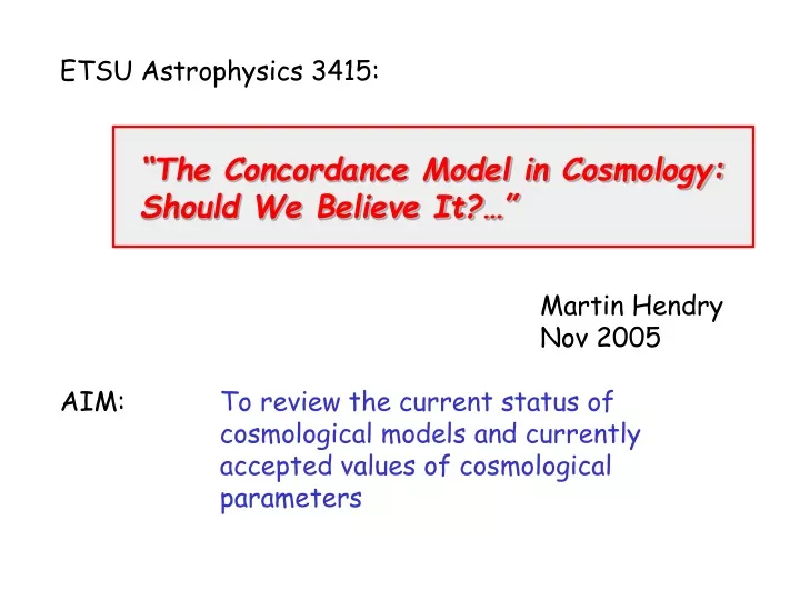 etsu astrophysics 3415 the concordance model