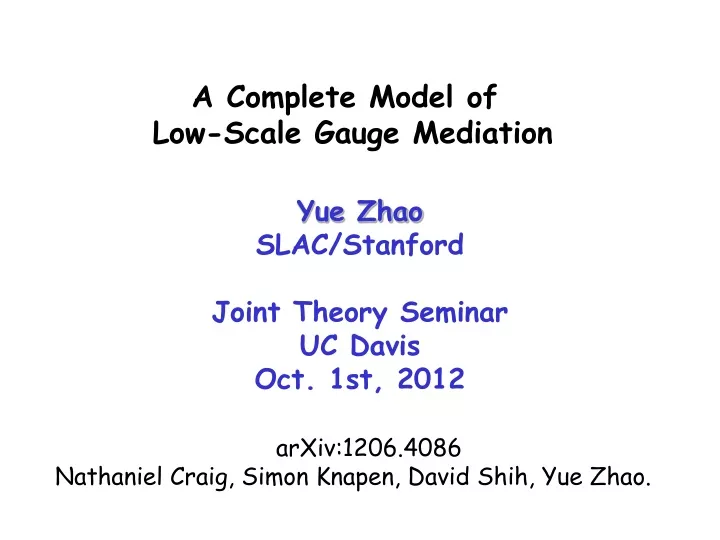 a complete model of low scale gauge mediation