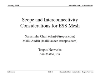 Scope and Interconnectivity Considerations for ESS Mesh