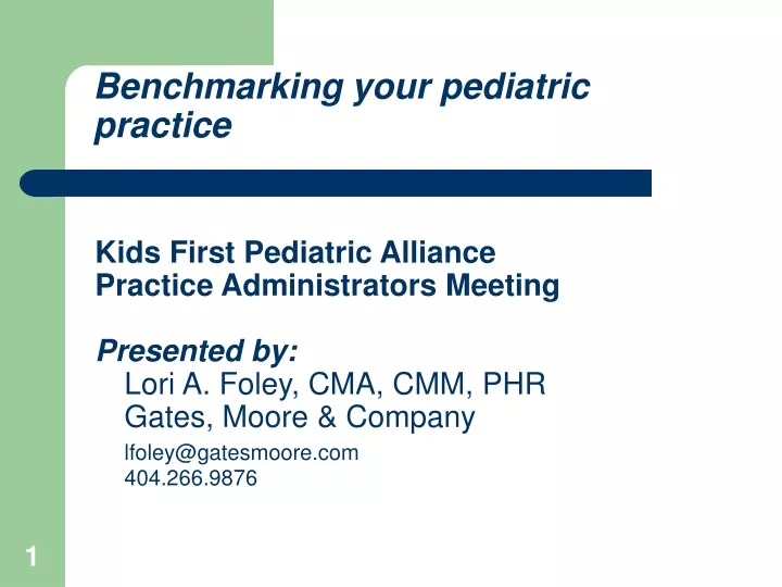 benchmarking your pediatric practice