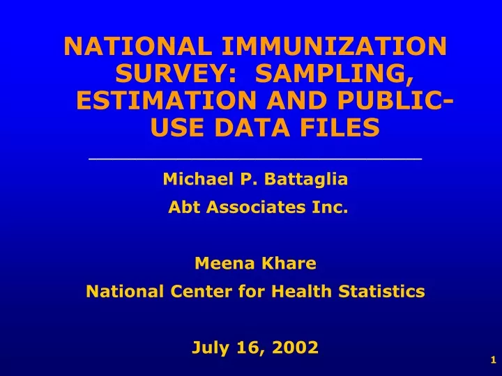 national immunization survey sampling estimation
