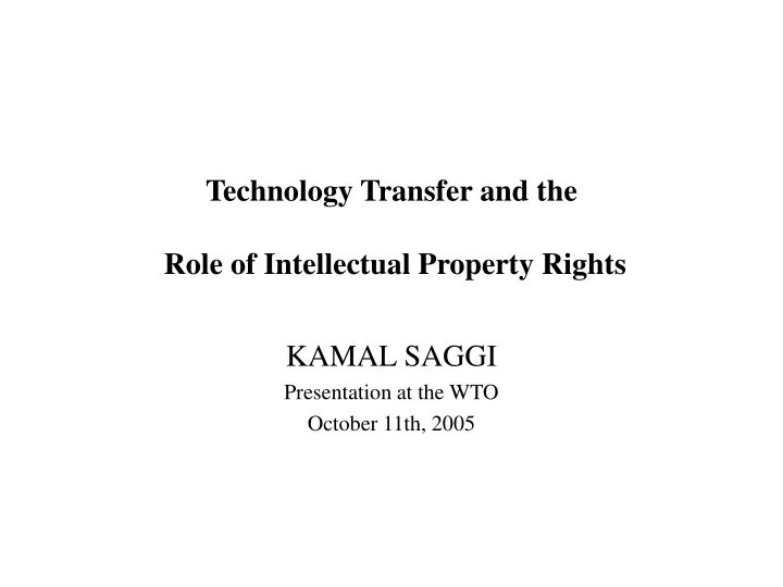 technology transfer and the role of intellectual property rights