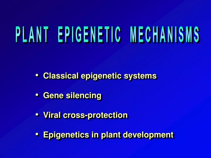 plant epigenetic mechanisms