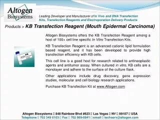 Altogen Biosystems   848 Rainbow Blvd #823    L as Vegas    N V    8 9107    U SA