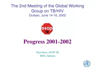 The 2nd Meeting of the Global Working Group on TB/HIV Durban, June 14-16, 2002 Progress 2001-2002