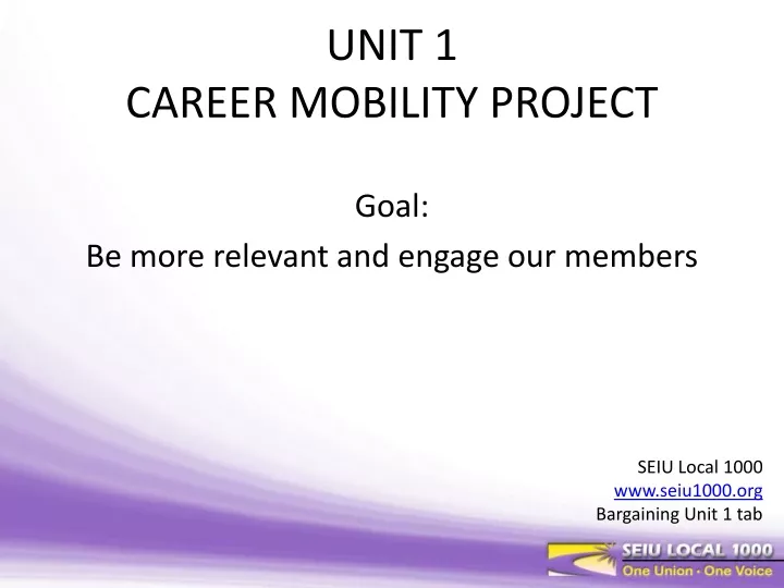 unit 1 career mobility project