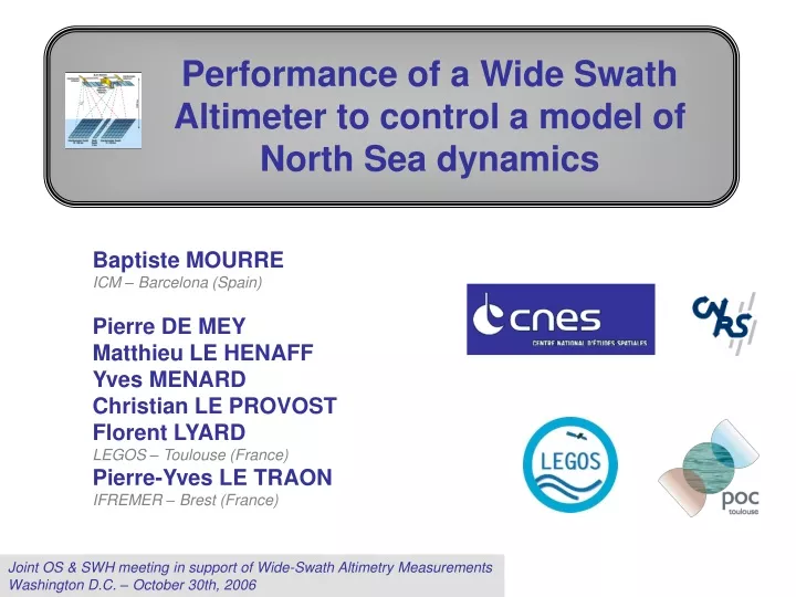 performance of a wide swath altimeter to control