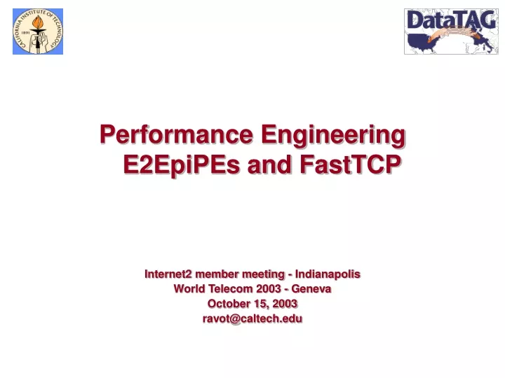 performance engineering e2epipes and fasttcp