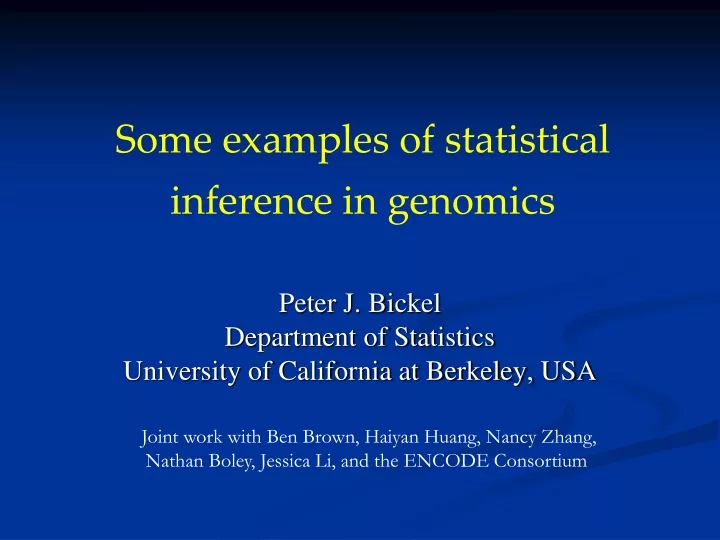peter j bickel department of statistics university of california at berkeley usa
