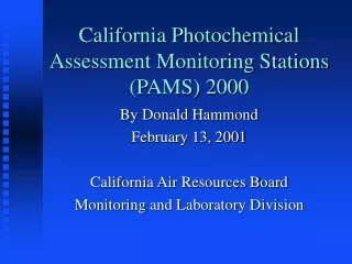 California Photochemical Assessment Monitoring Stations (PAMS) 2000