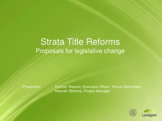 Strata Title Reforms Proposals for legislative change