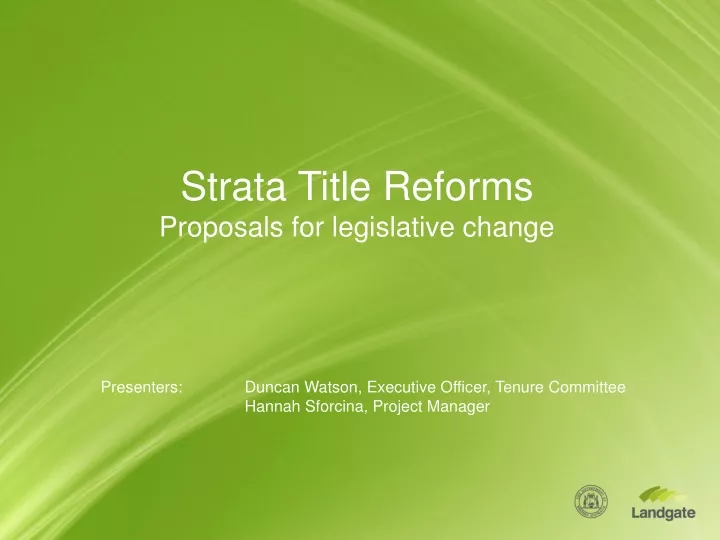 strata title reforms proposals for legislative change