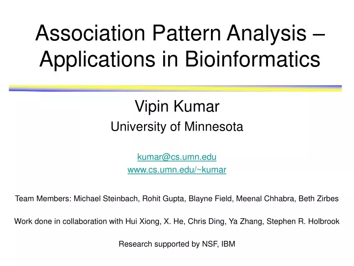 association pattern analysis applications in bioinformatics