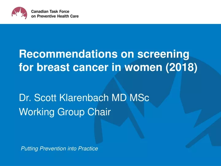 recommendations on screening for breast cancer in women 2018