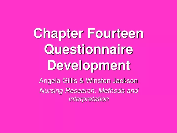 chapter fourteen questionnaire development