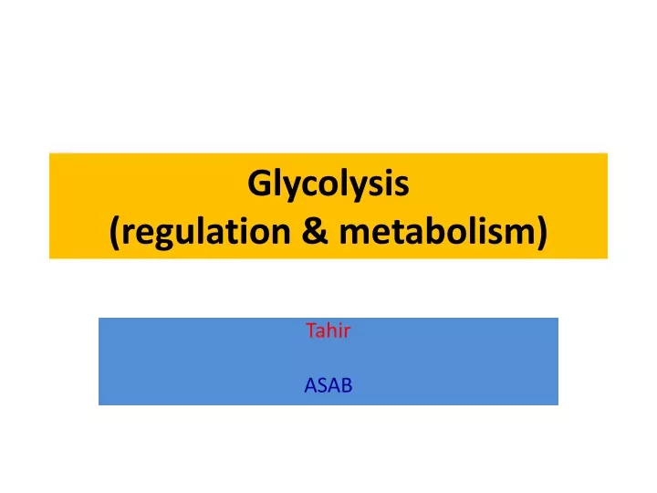 glycolysis regulation metabolism