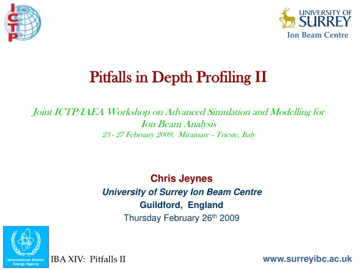 pitfalls in depth profiling ii joint ictp iaea