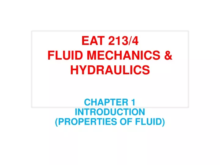 eat 213 4 fluid mechanics hydraulics