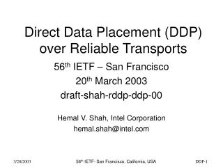 Direct Data Placement (DDP) over Reliable Transports