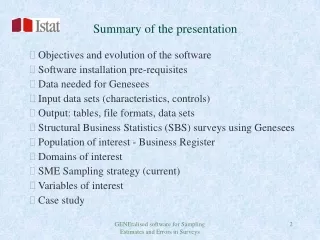 Summary of the presentation