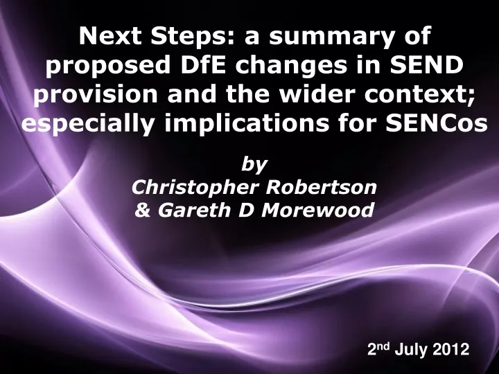 next steps a summary of proposed dfe changes