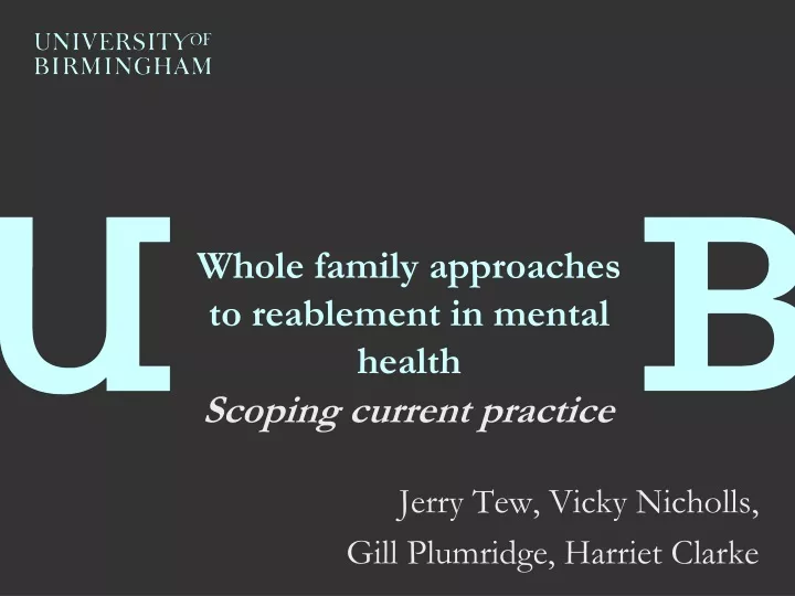 whole family approaches to reablement in mental health