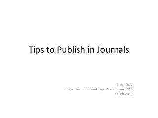 Tips to Publish in Journals