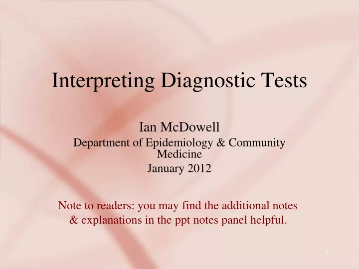 interpreting diagnostic tests