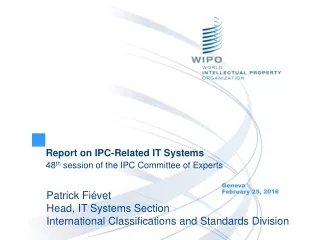 Report on IPC-Related IT Systems 48 th  session of the IPC Committee of Experts