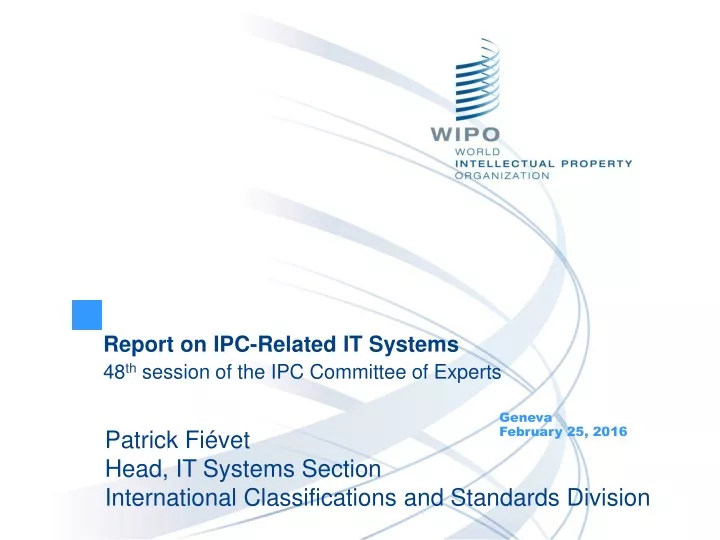 report on ipc related it systems 48 th session of the ipc committee of experts