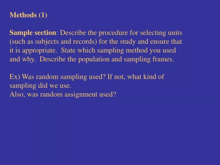 methods 1 sample section describe the procedure