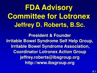 FDA Advisory Committee for Lotronex