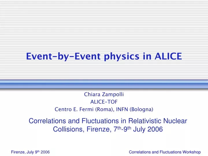 event by event physics in alice