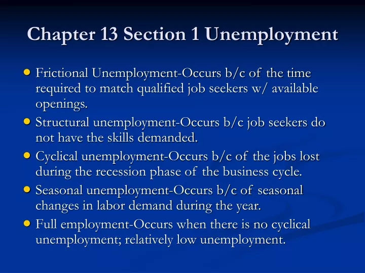 chapter 13 section 1 unemployment