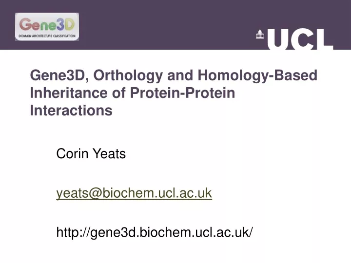 gene3d orthology and homology based inheritance of protein protein interactions