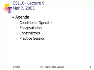 CS110- Lecture 9 Mar 7, 2005