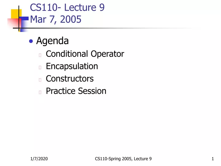 cs110 lecture 9 mar 7 2005