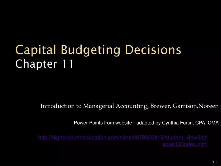 capital budgeting decisions chapter 11
