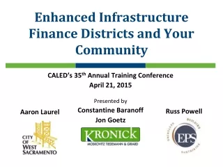 Enhanced Infrastructure Finance Districts and Your Community