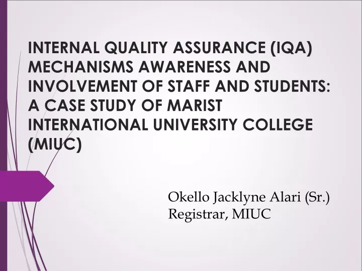 internal quality assurance iqa mechanisms