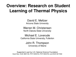 Overview: Research on Student Learning of Thermal Physics
