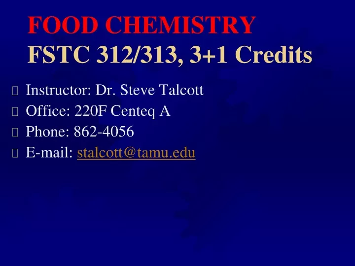 food chemistry fstc 312 313 3 1 credits