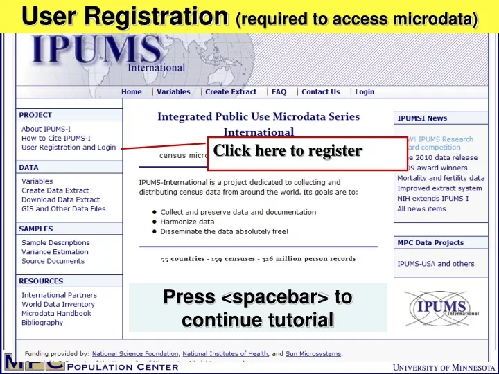 user registration required to access microdata