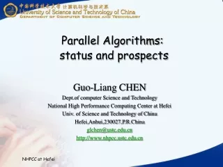 Parallel Algorithms:  status and prospects