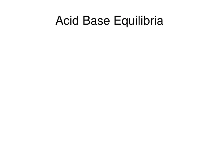 acid base equilibria