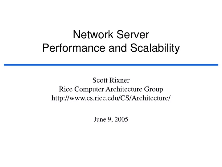network server performance and scalability