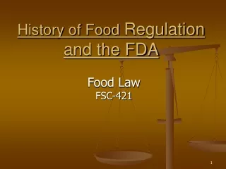 History of Food  Regulation and the FDA