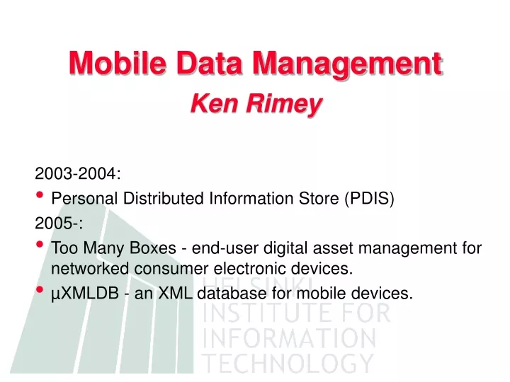 mobile data management ken rimey