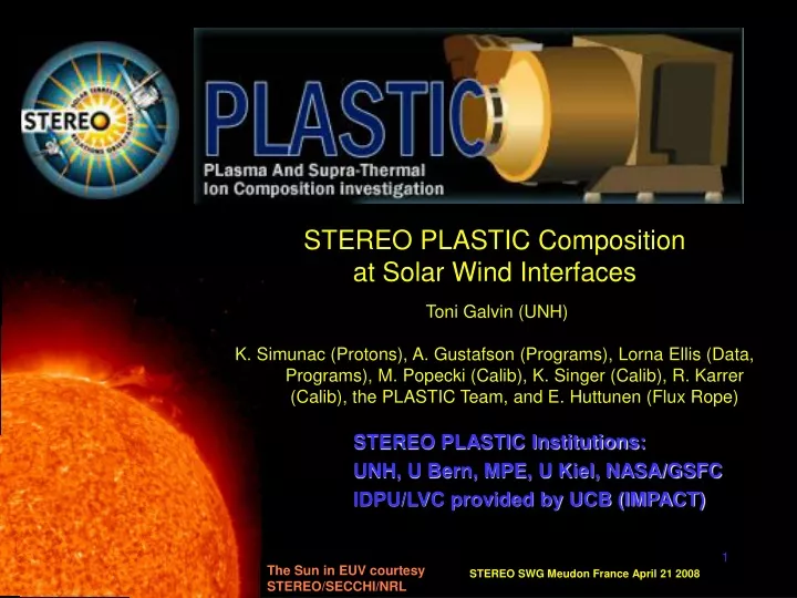stereo plastic composition at solar wind
